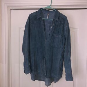 Free People Blue Button up